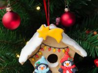 Christmas themed gingerbread Birdhouse